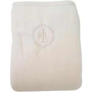 Ralph Lauren Microfine Fleece Lightweight Ivory White Queen Blanket 90”x90” EUC